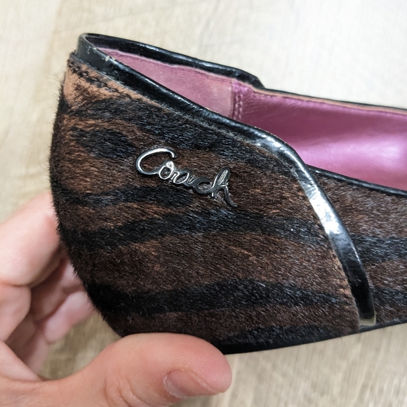 Coach Poppy Calf Fur Ballet Flats Brown and black Zebra Print - Picture 8 of 11